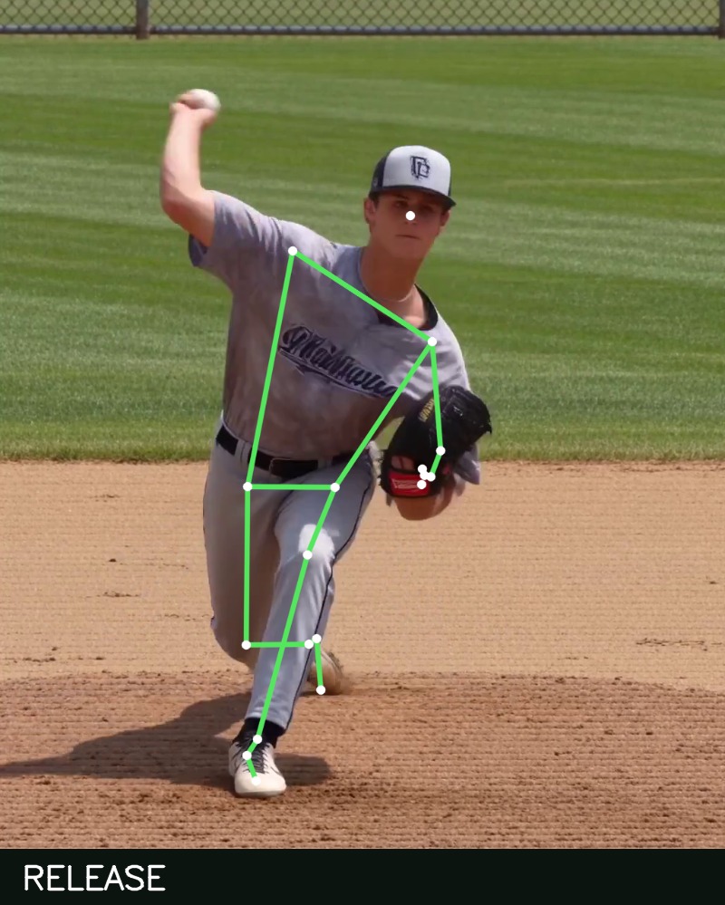 Annotated pitching release frame